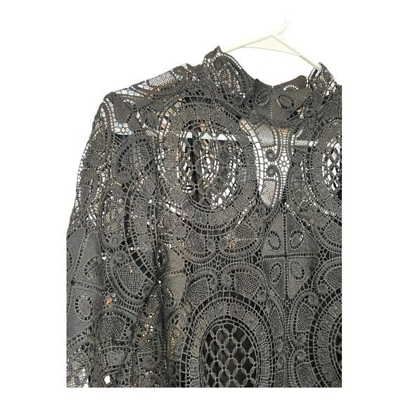 Free People Black Dark Boho Dress Cottage Indie Fairy Festival Hippie Lace Small - Picture 6 of 10